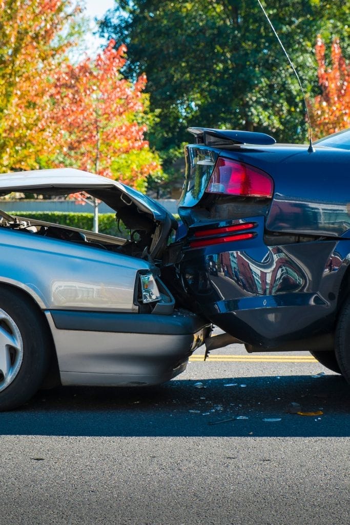 Rear-end collision on city street with an Uber